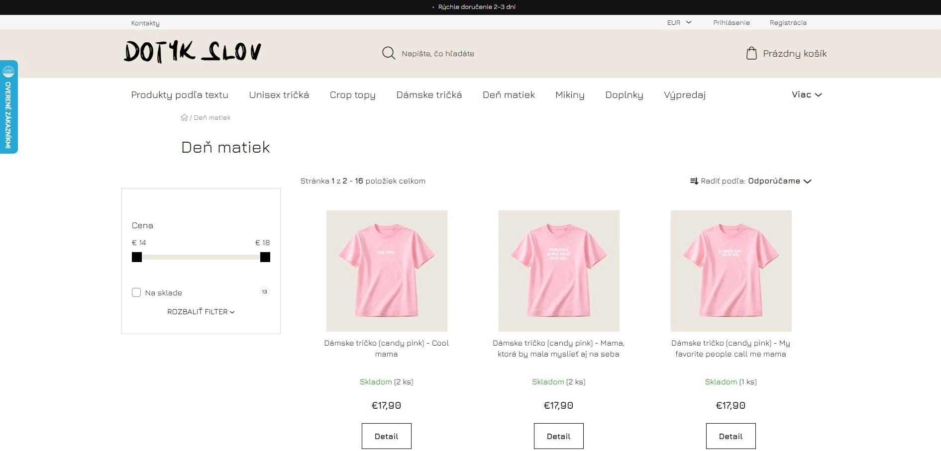 eshop Dotyk slov kolekcia produkty na deň matiek