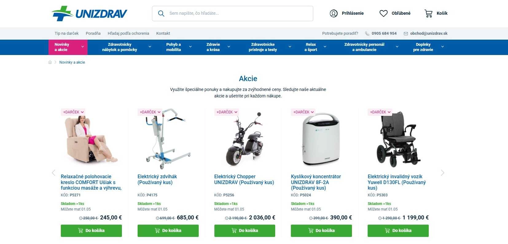akcie v e-shope Unizdrav