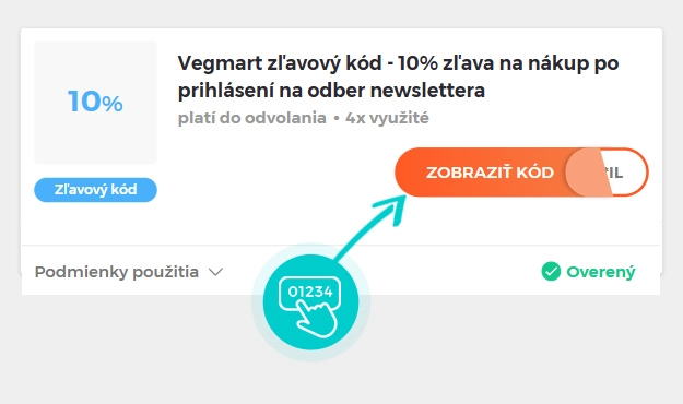 Ukážka zľavového kódu Vegmart
