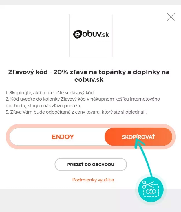 Návod ako skopírovať zľavový kód eobuv