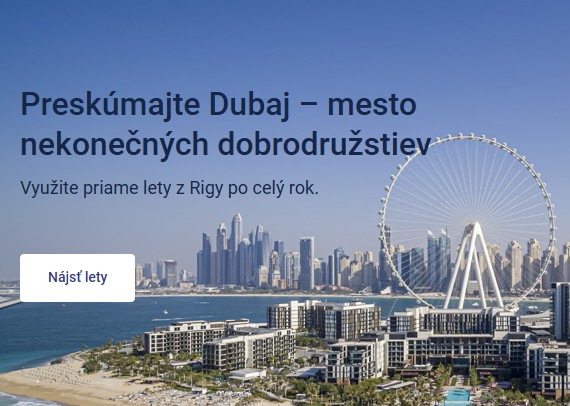 priame lety z Rigy do Dubaja