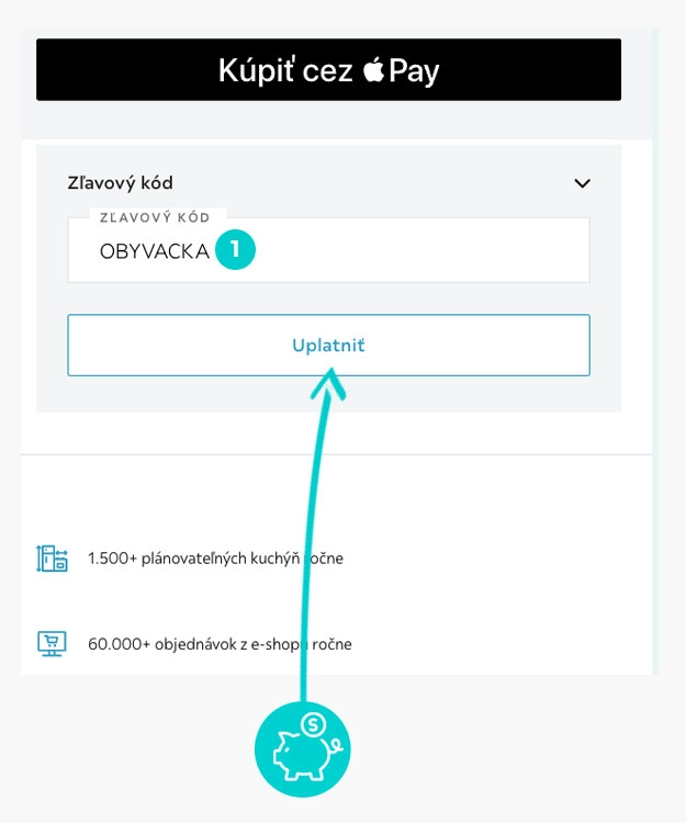 Návod ako uplatniť zľavový kód v košíku e-shopu Möbelix