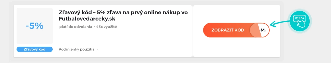Ukážka zľavového kódu Futbalovedarceky.sk