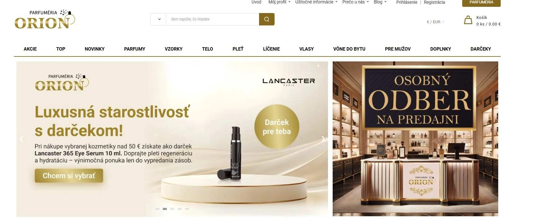 homepage Parfuméria Orion parfumy vzorky líčenie vône do bytu doplnky