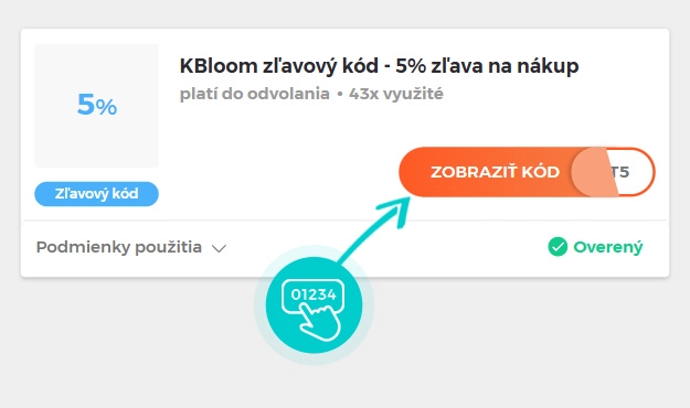 Ukážka zľavového kódu Kbloom