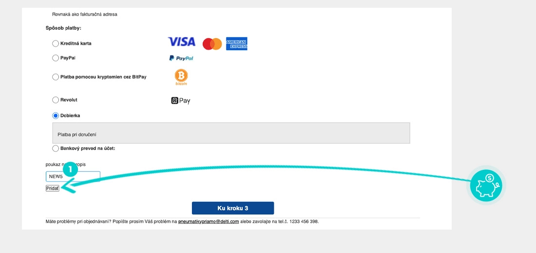 Návod ako uplatniť zľavový kód v košíku e-shopu Pneumatikypriamo