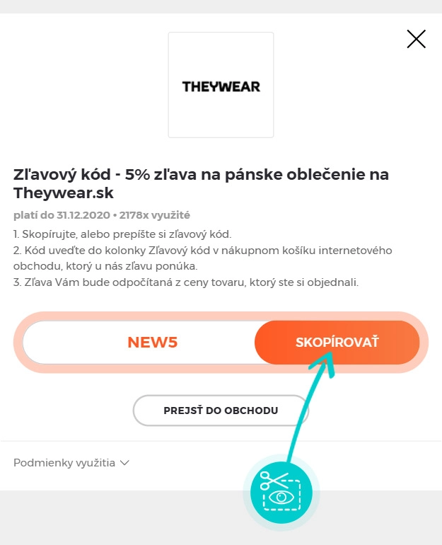 Návod ako skopírovať zľavový kód TheyWear