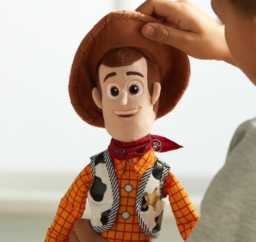 chlapec sa hrá s plyšovou hračkou Woody