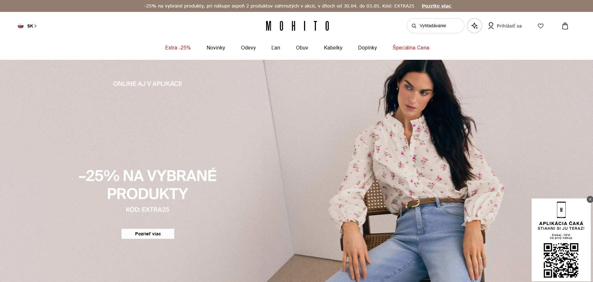 homepage Mohito zľavy na vybrané produkty