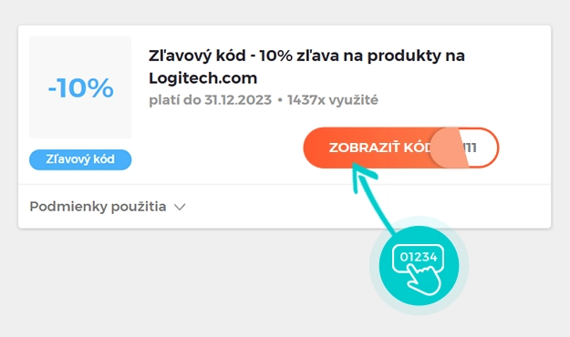 Ukážka zľavového kódu Logitech