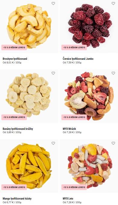 lyofilizované ovocie v e-shope Svět plodů