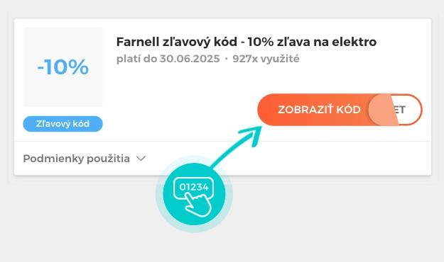 Ukážka zľavového kódu Farnell