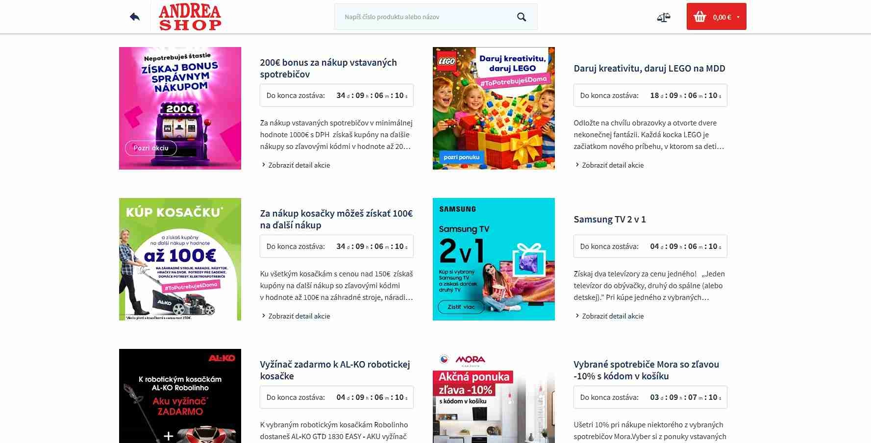 Sekcia Super akcie s výhodnými ponuka v e-shope Anndreshop