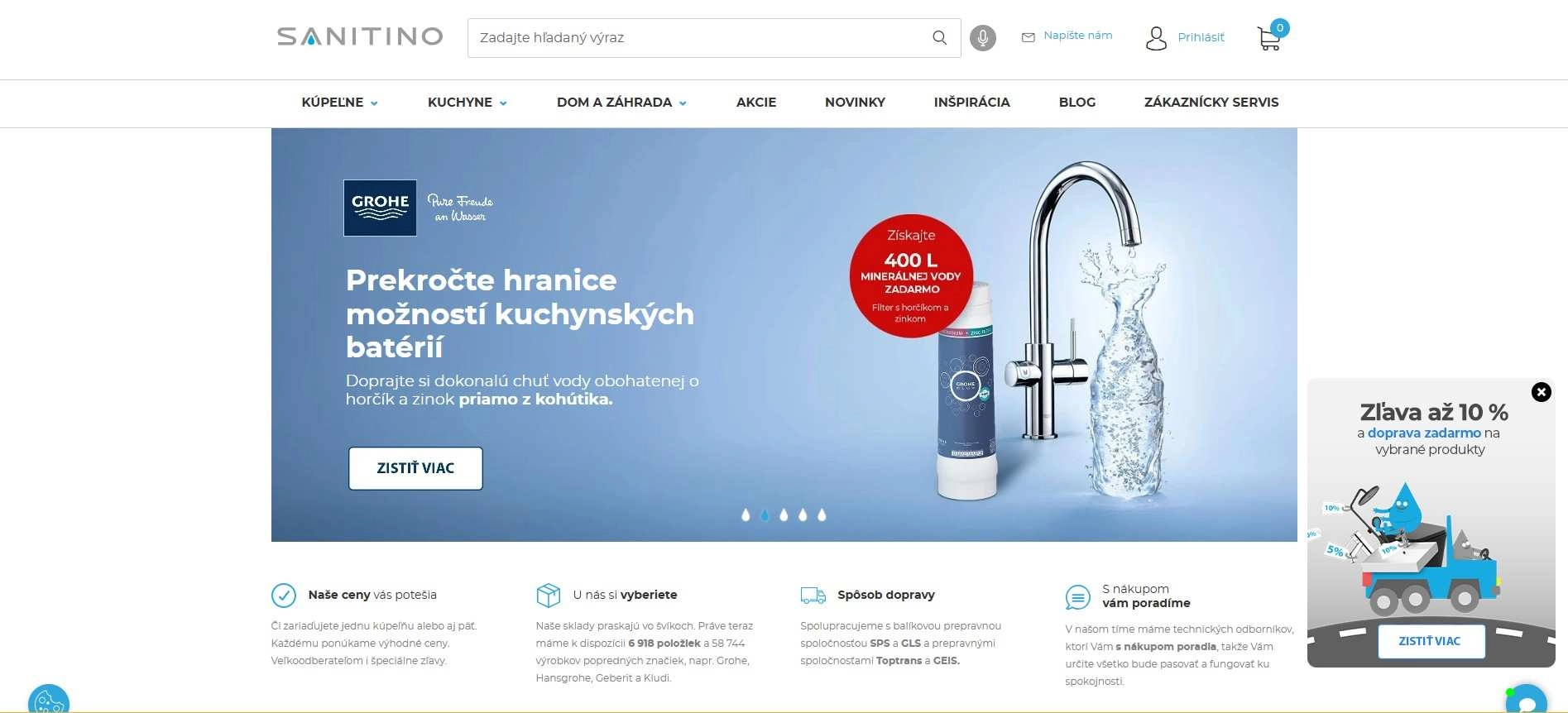 homepage Sanitino kuchynské a kúpeľňové vybavenie