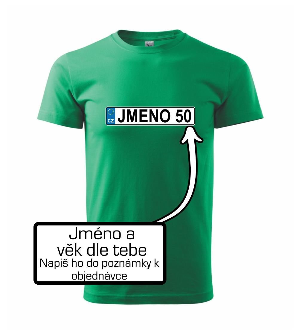 myshirt - zelene tricko s nakresom, kde ma byt meno vo forme SPZ