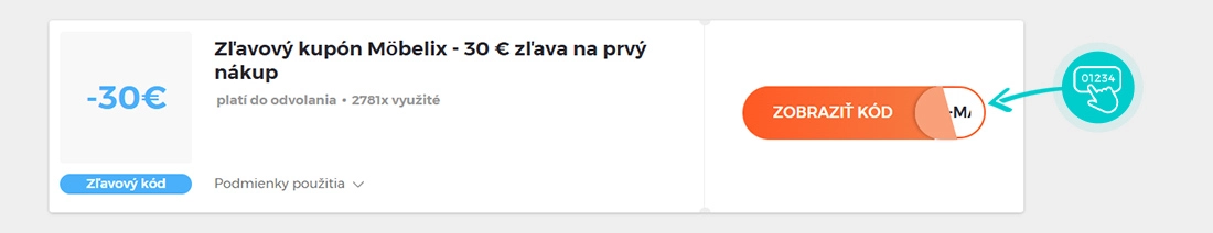 Ukážka zľavového kódu Möbelix