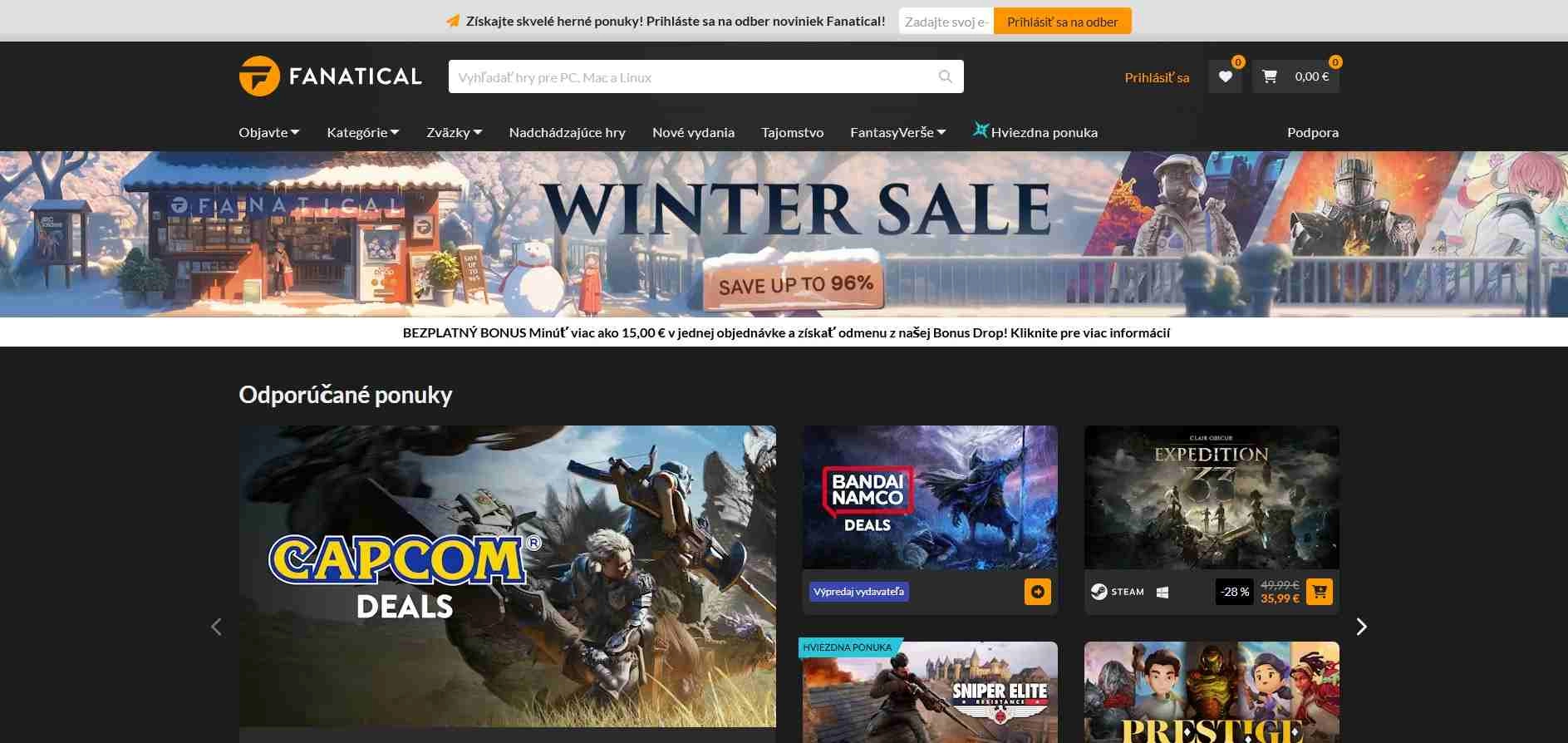 homepage Fanatical online hry