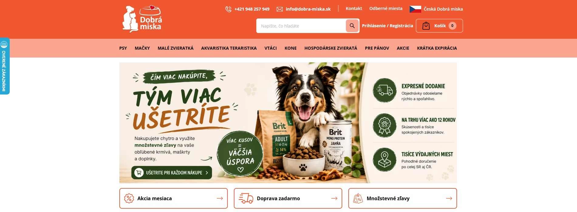 homepage Dobrá miska chovateľské potreby množstevné zľavy  doprava zadarmo