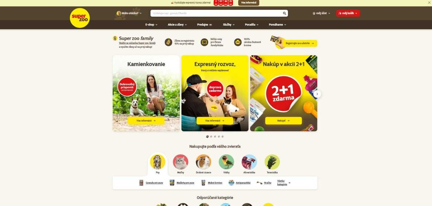 Homepage Super zoo s ponukou pre domácich miláčikov