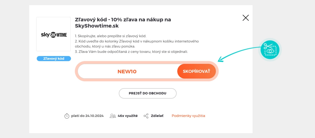 Návod ako skopírovať zľavový kód SkyShowtime
