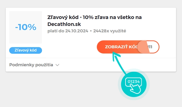 Ukážka zľavového kódu Decathlon