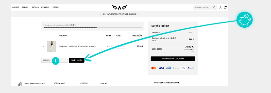 Návod ako uplatniť zľavový kód v košíku e-shopu Exalted