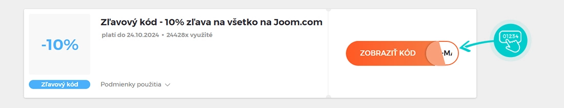 Ukážka zľavového kódu Joom