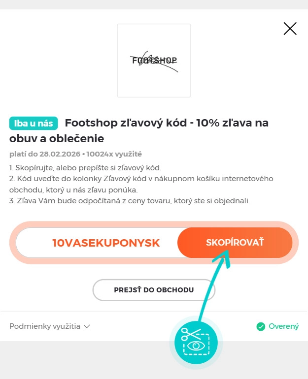 Návod ako skopírovať zľavový kód Footshop