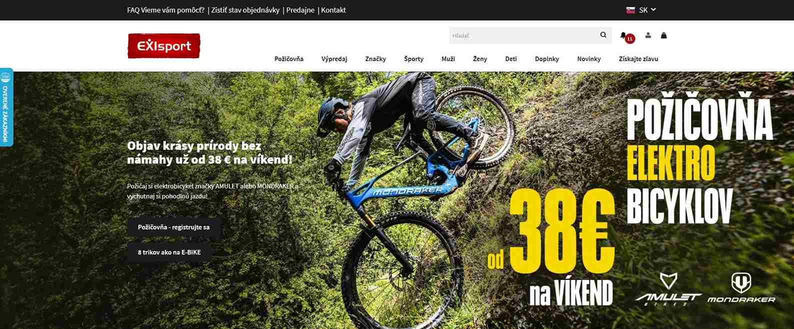 homepage EXIsport požičovňa elektro bicyklov vybavenie na rôzne športy