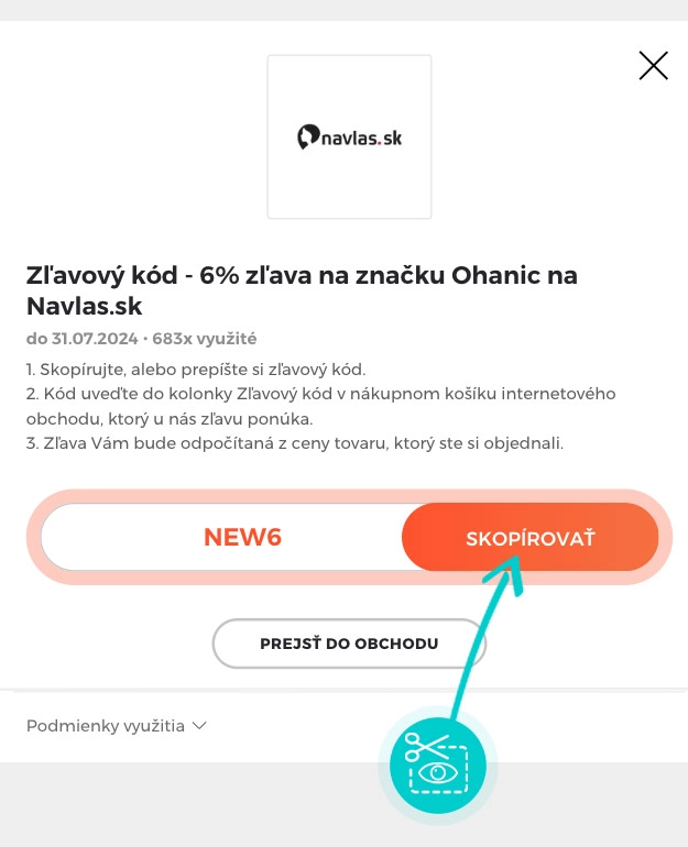 Návod ako skopírovať zľavový kód Navlas.sk