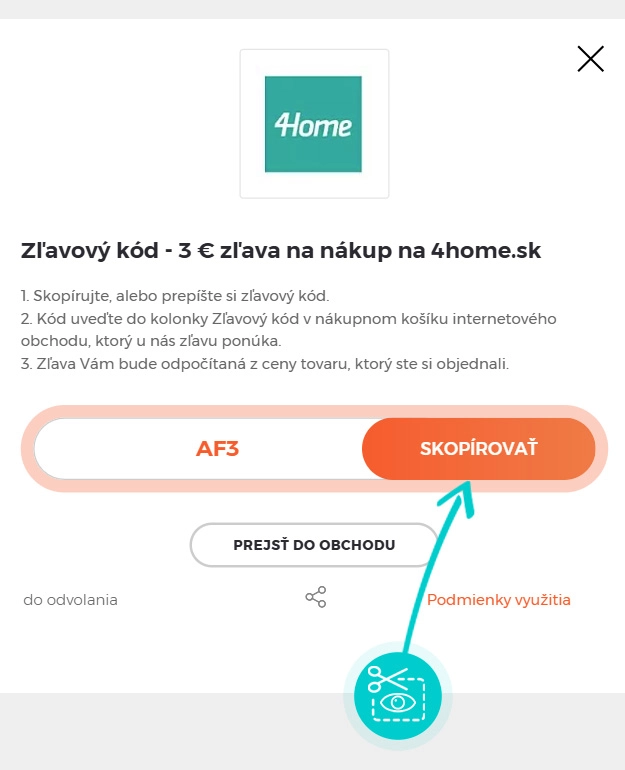 Návod ako skopírovať zľavový kód 4home
