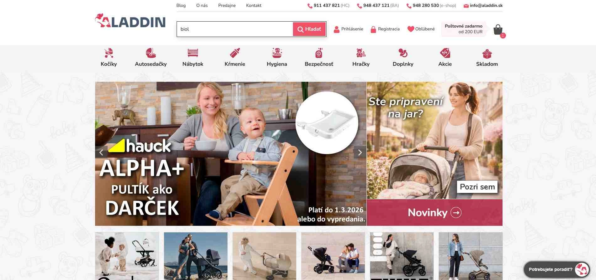 homepage Aladdin kočíky autosedačky nábytok potreby na kŕmenie bezpečnosť detí