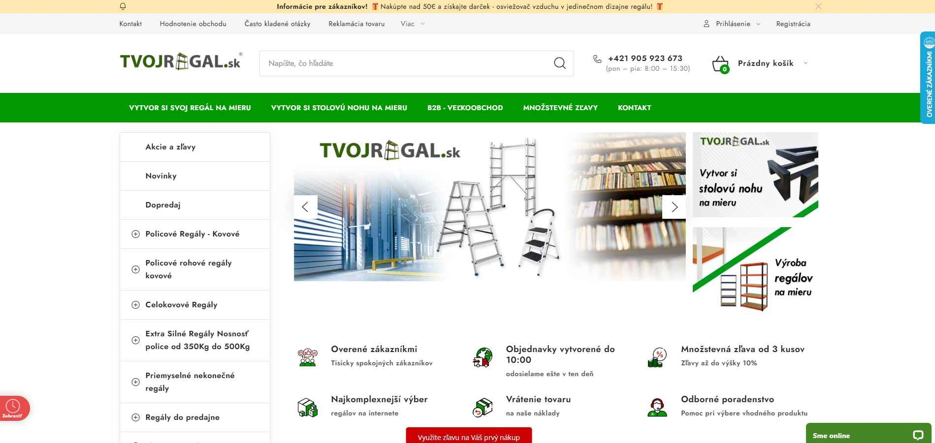 homepage Tvojregal výroba regálov na mieru