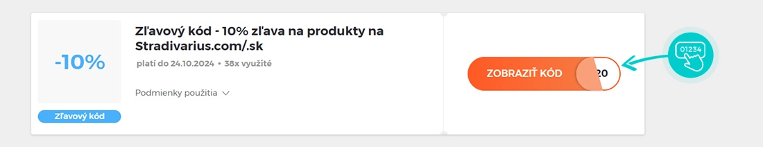 Ukážka zľavového kódu Stradivarius