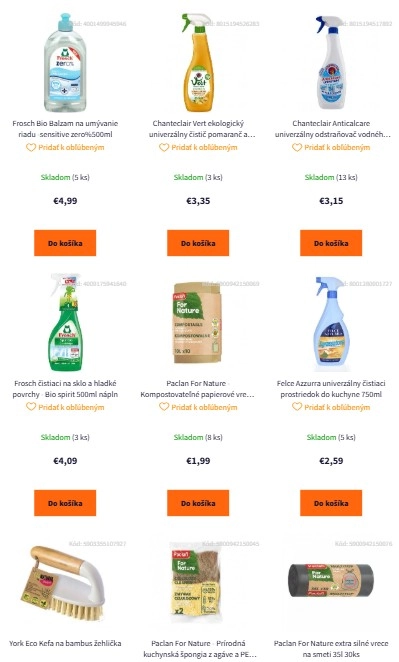 rôzne druhy eko produktov