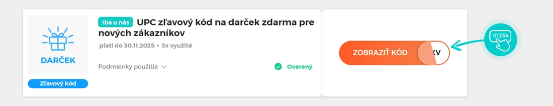 Ukážka zľavového kódu UPC