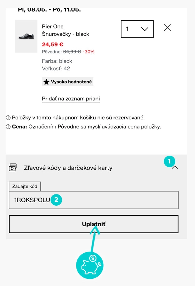 Návod ako uplatniť zľavový kód v košíku e-shopu Zalando