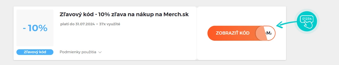 Ukážka zľavového kódu Merch
