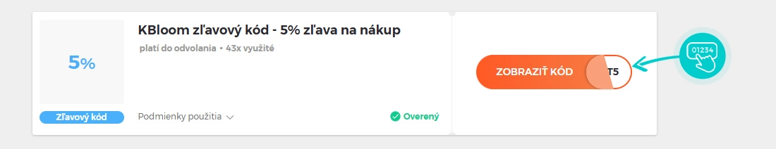 Ukážka zľavového kódu Kbloom