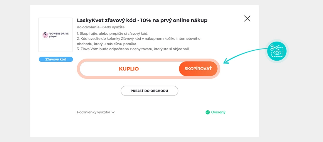 Návod ako skopírovať zľavový kód LaskyKvet