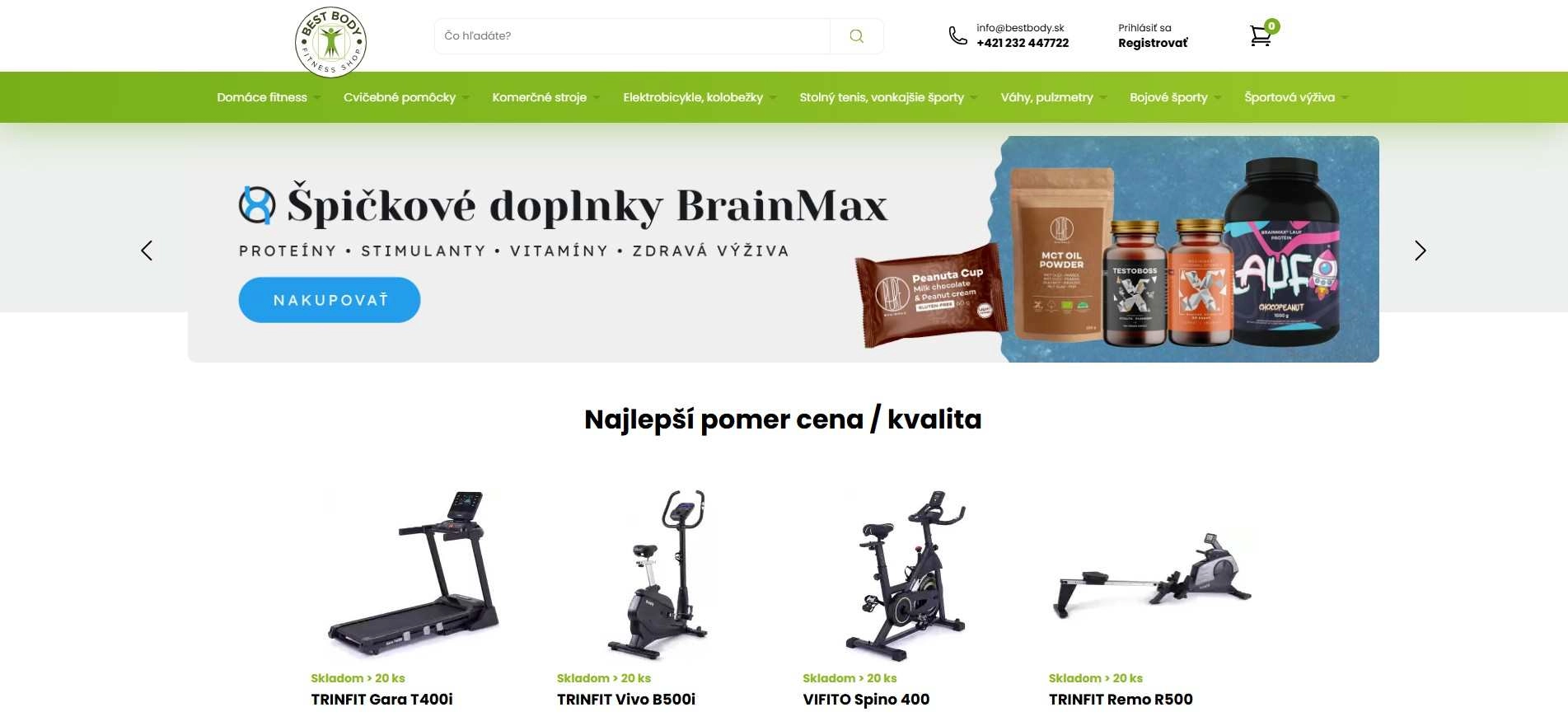 homepage BestBody domáce fitness cvičebné pomôcky komerčné stroje