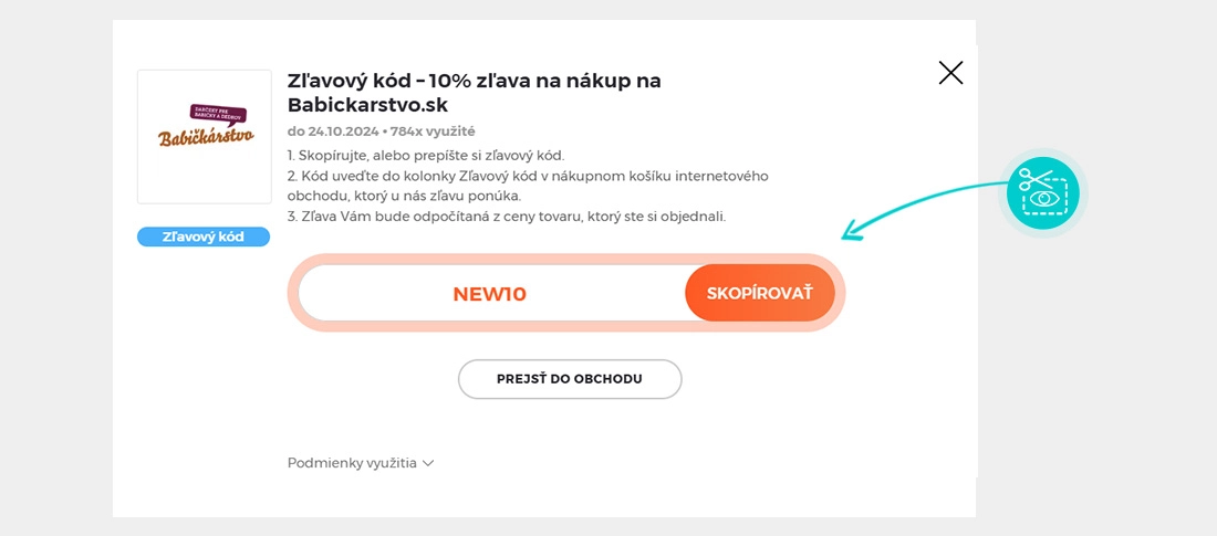 Návod ako skopírovať zľavový kód Babičkárstvo