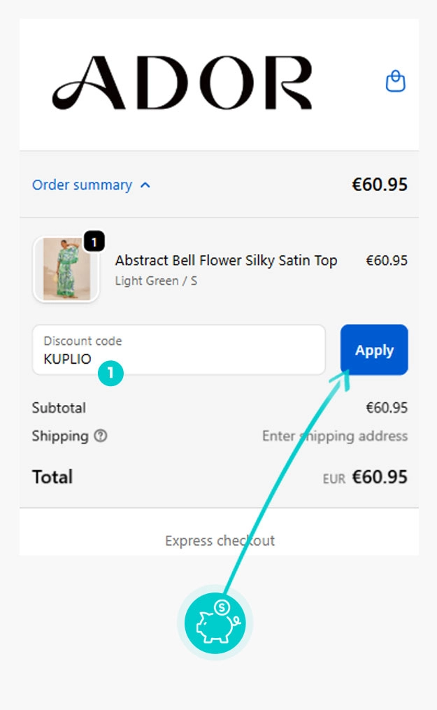 Návod ako uplatniť zľavový kód v košíku e-shopu Ador