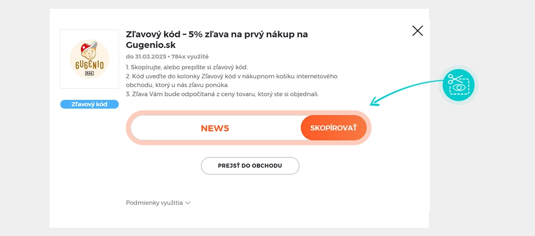 Návod ako skopírovať zľavový kód Gugenio