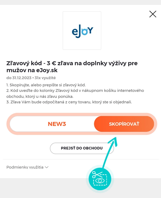 Návod ako skopírovať zľavový kód eJoy