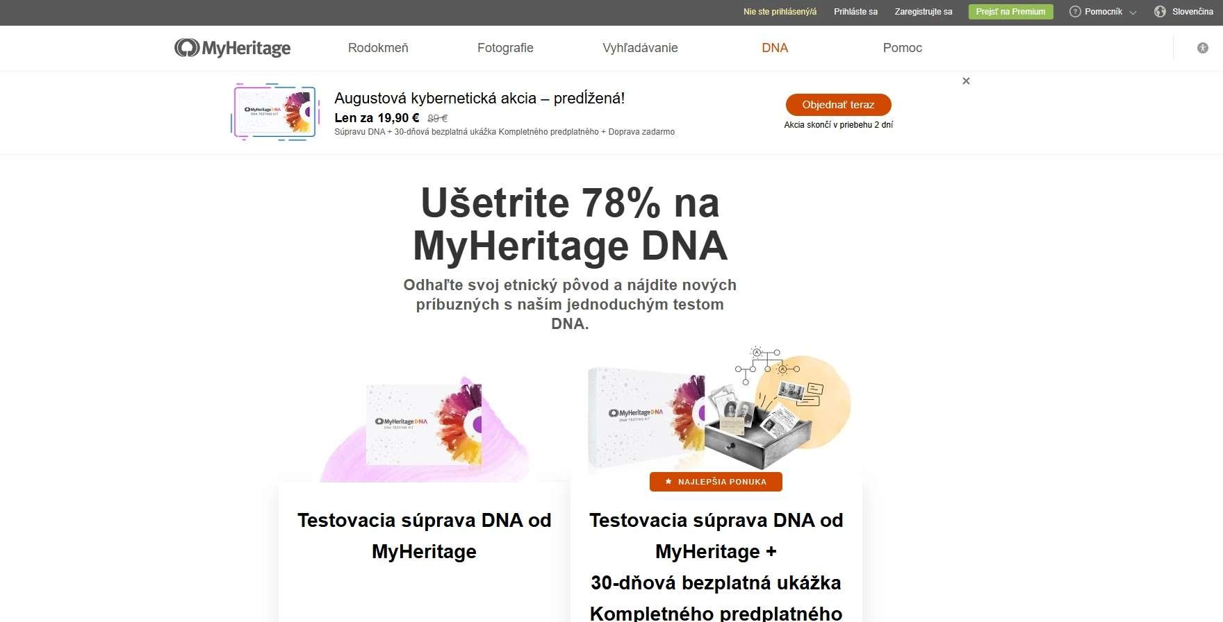 homepage MyHeritage história pôvodu DNA testy
