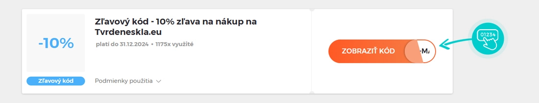 Ukážka zľavového kódu Tvrdeneskla.eu