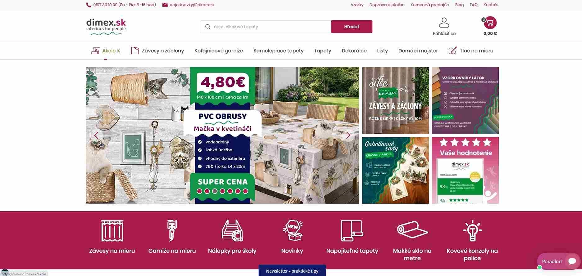 homepage Dimex závesy záclony kolajnicové garniže samolepiace  tapety dekorácie