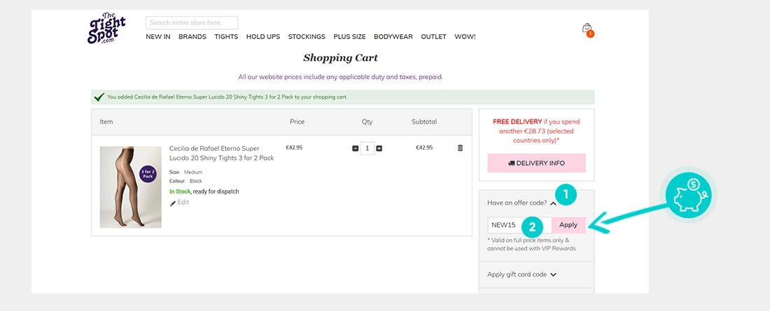 Návod ako uplatniť zľavový kód v košíku e-shopu The Tight Spot