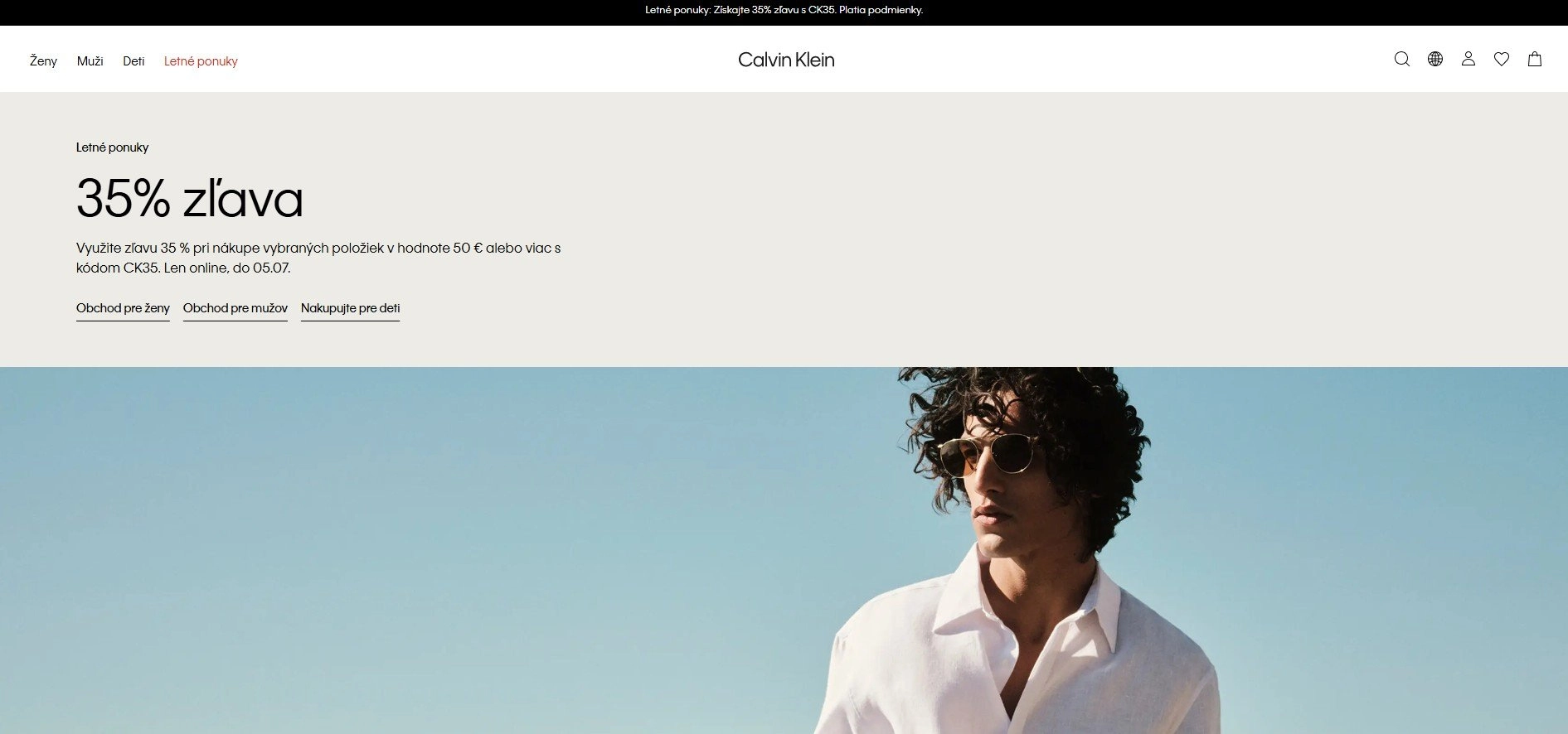 homepage Calvin Klein letná ponuka
